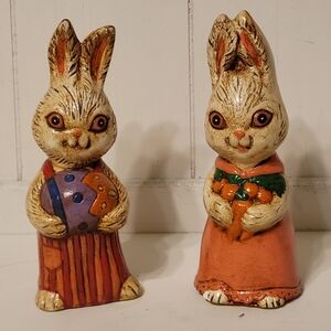 Vintage Pair of Porcelain  Rabbits Cottagecore Grannycore Rare Unique